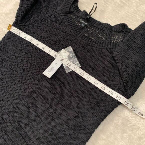 New APT 9 Womens Black Tie Tape Yarn Pullover Sweater‎ Size Small NWT $50 - Picture 5 of 8